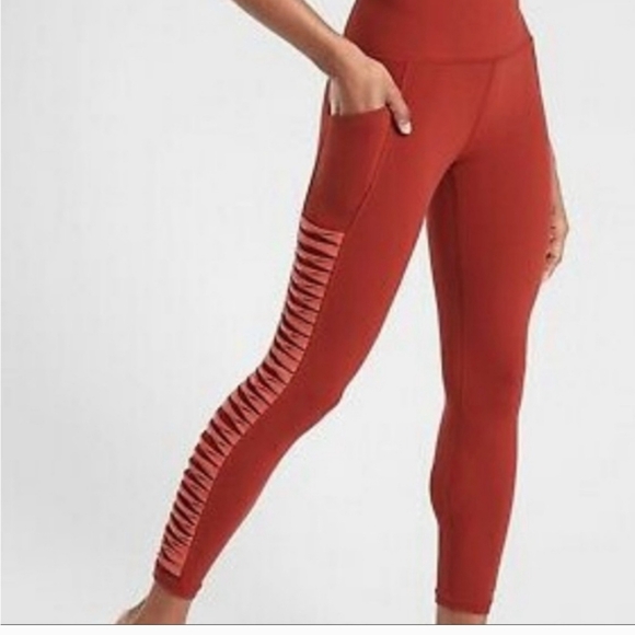 NWOT Athleta 7/8 Powervita Salutation Tight Russet Orange Size Medium - Picture 1 of 4